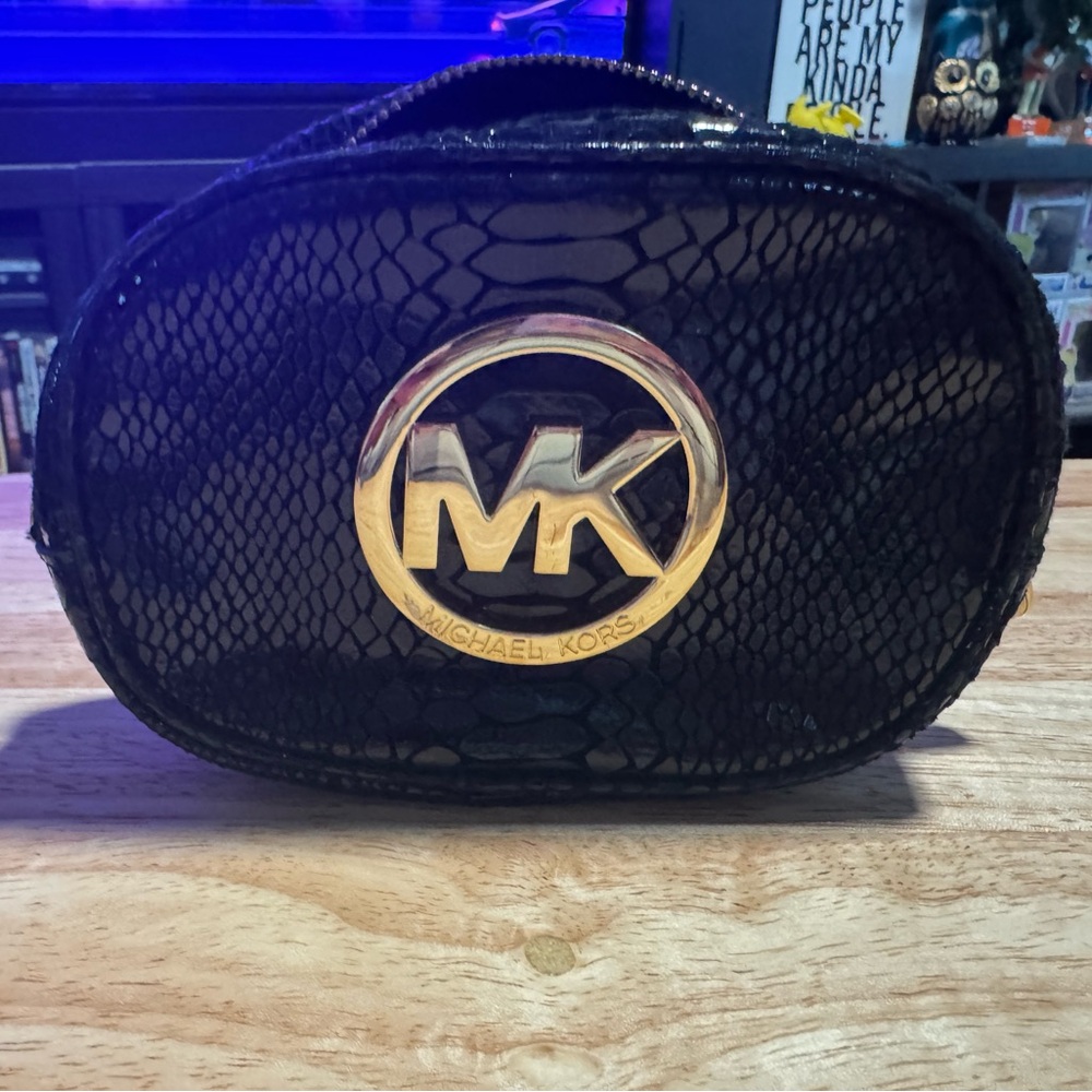 Michael Kors Black and Gold Snake Pattern Pouch